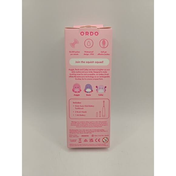 Ordo Sonic Kids Toothbrush Pink Squishmallows Auggie Battery Powered Kawaii NEW - Picture 2 of 2
